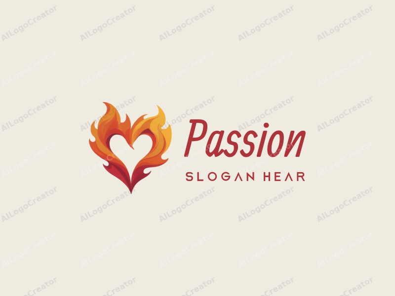 playful design features a vibrant flame intertwined with a heart shape, symbolizing passion and enthusiasm, combined with a clean background.