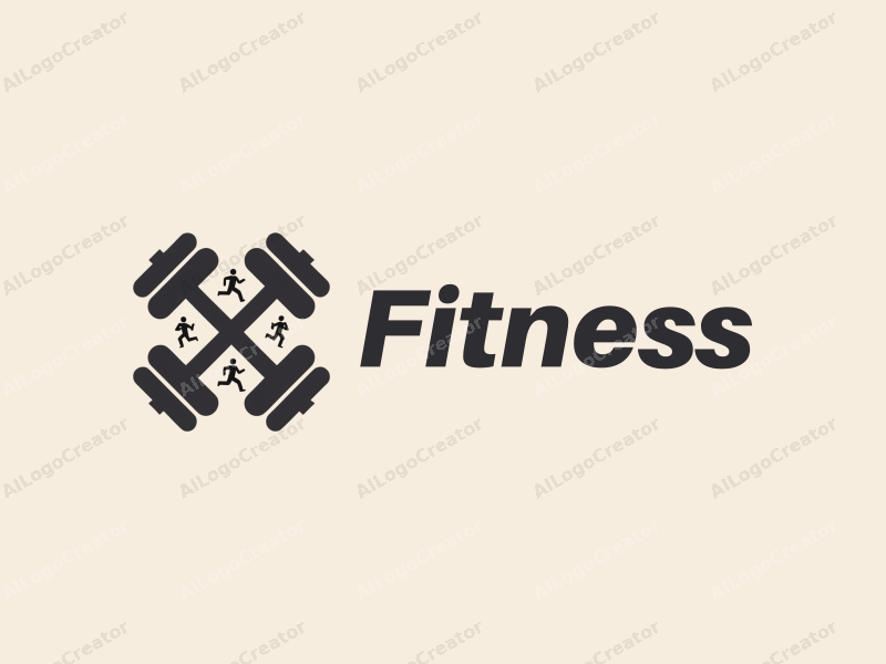 modern design features stylized dumbbells and running figures, combined with a clean background and a harmonious layout.