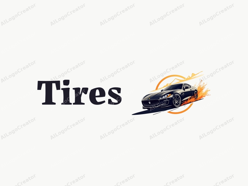 a modern design featuring a stylized tire and a sleek car silhouette in motion, combined with a clean background that emphasizes speed and dynamism.