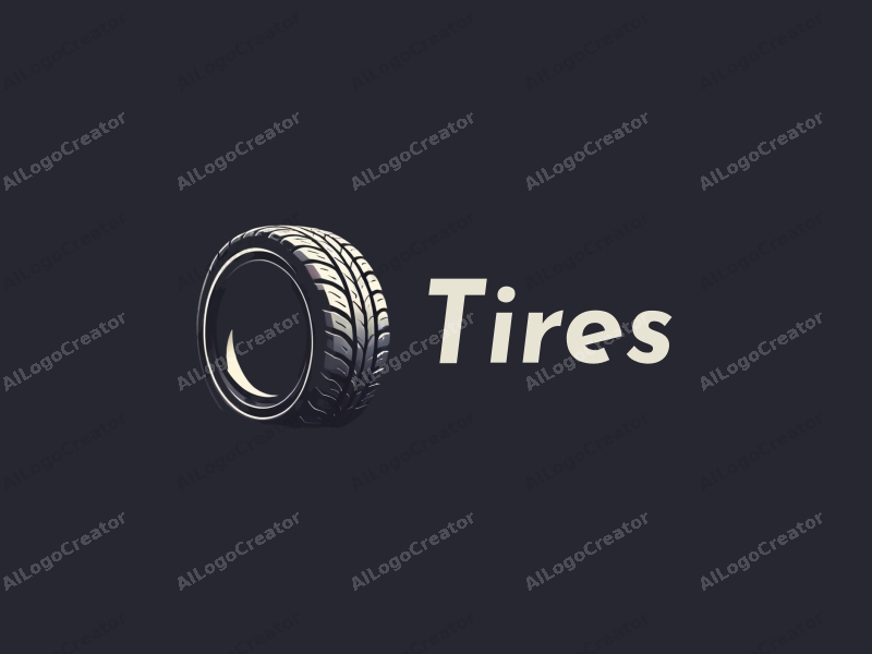 modern design features a stylized tire and car tire silhouette, emphasizing motion with clean lines and a minimalist approach combined with a simple background.