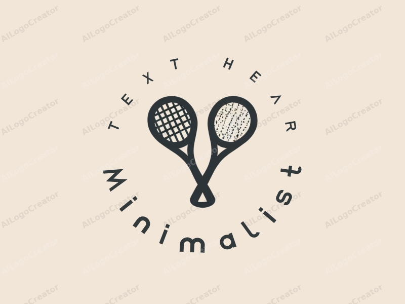 minimalist design features simple outlines of a tennis racket and a golf club, combined with a tag style approach and a clean background.