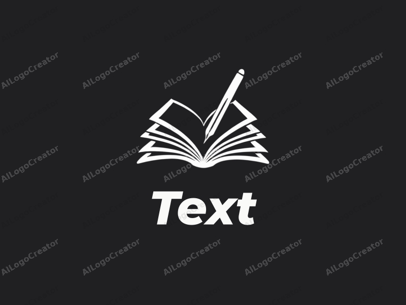 modern design features elegant typography, a stylized book and pen, combined with a clean black background.