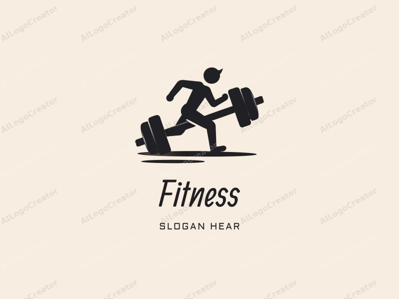 a modern design featuring a stylized dumbbell and a dynamic running figure, combined with a clean background and a harmonious layout.