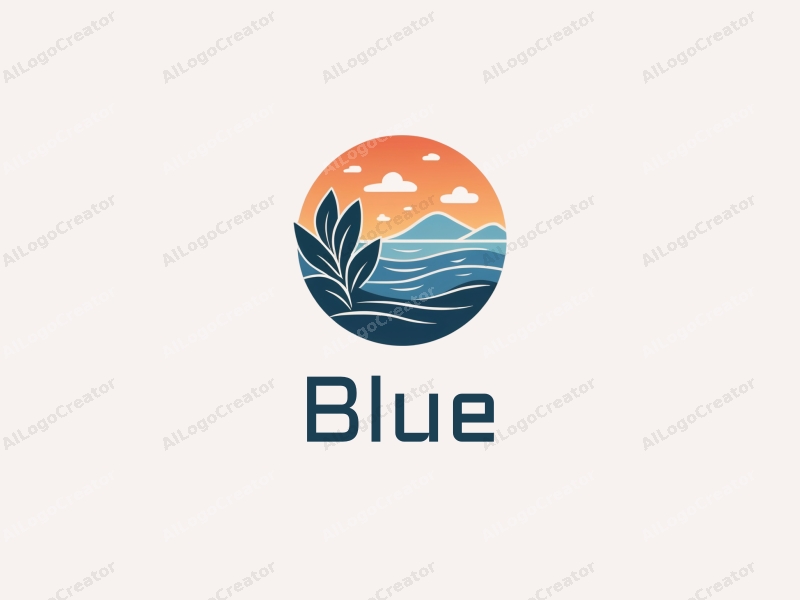 minimalist design features a serene ocean and sky, with stylized leaves and clouds, combined with a clean background.