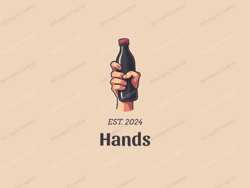 a modern design featuring a hand gripping a bottle, incorporating sports elements, with a clean background and a focus on skin tone.