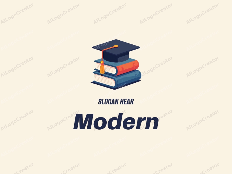 minimalist design features a stylized graduation cap and books, representing university students, combined with a clean background and an innovative approach.