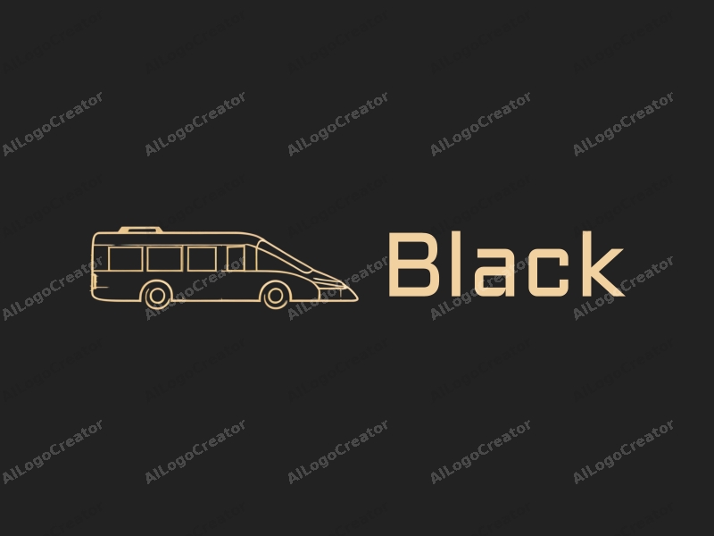 minimalist design features a sleek silhouette of a fast bus, set against a black night background, emphasizing travel with clean lines and a simple composition.