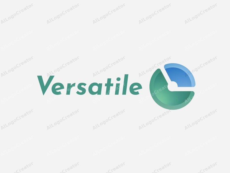 modern design features multifunctional and adaptable elements, a stylized navigation symbol, and a clean background with blue and green color scheme.