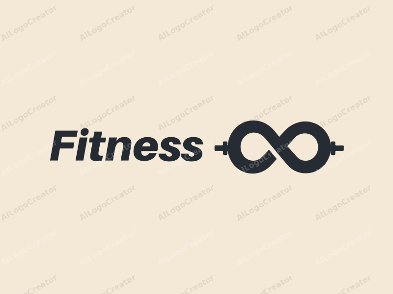 modern design features a stylized dumbbell and an infinity symbol, combined with a clean background and a harmonious layout.