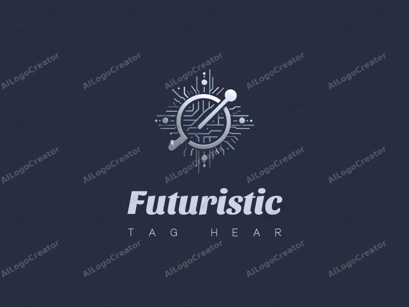 a modern minimalist design featuring stylized circuits intertwined with planetary shapes, utilizing a silver and blue color palette, conveying a sense of innovation and futurism against a clean background.