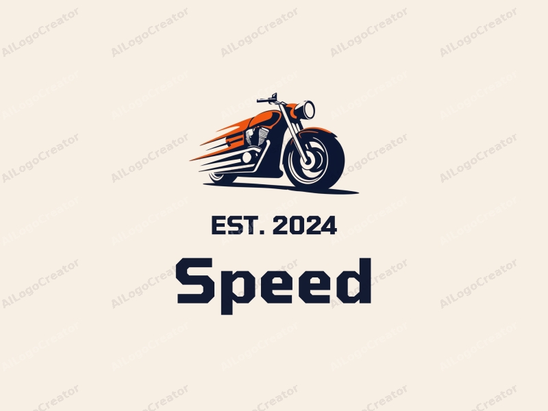 a modern design featuring dynamic lines representing speed, a stylized engine and tire, combined with a clean background to emphasize power and motion.