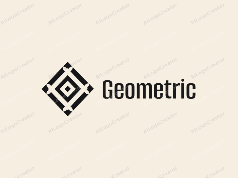 geometric design features a harmonious combination of squares and circles, representing vibration and the earth, with a clean black and white color scheme.