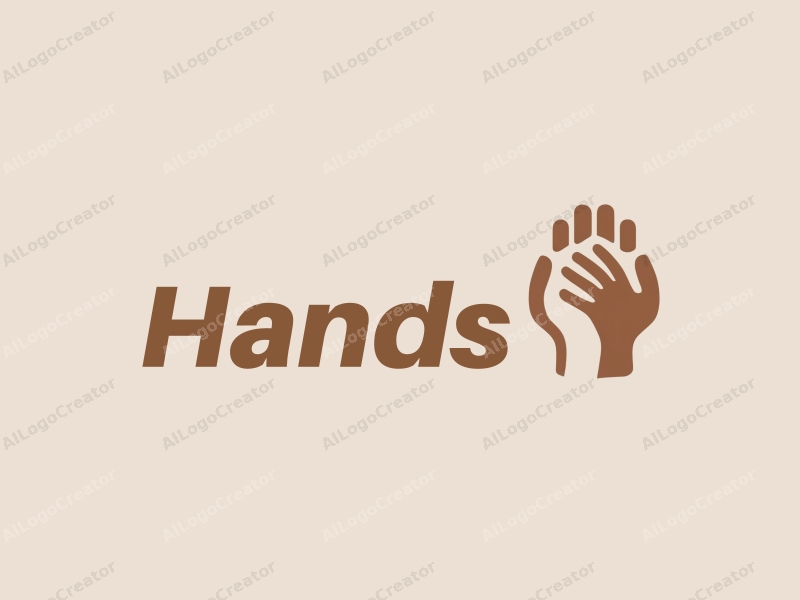 a modern minimalist design featuring a stylized hand gripping an abstract representation of health support, using skin tone colors against a clean background.