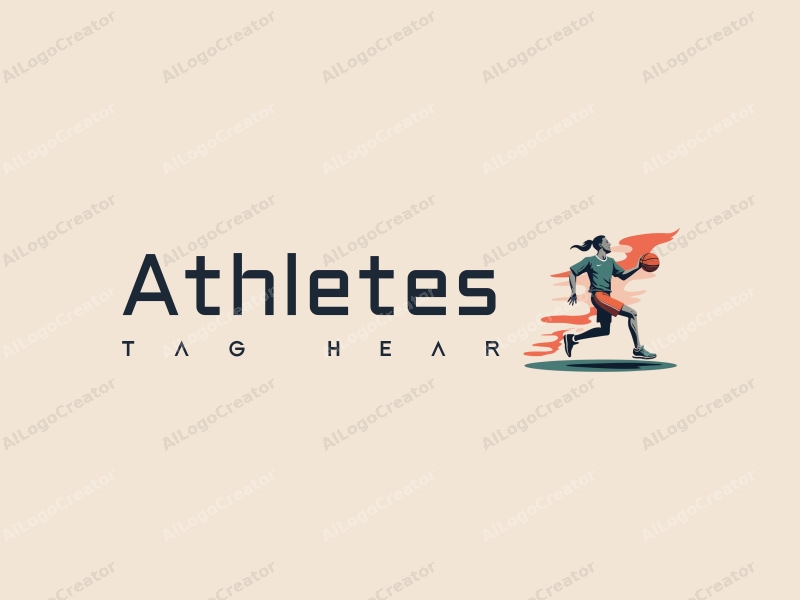 modern design features a dynamic athlete in motion, stylized sports shoes, and a simplified sports field layout combined with a clean background.