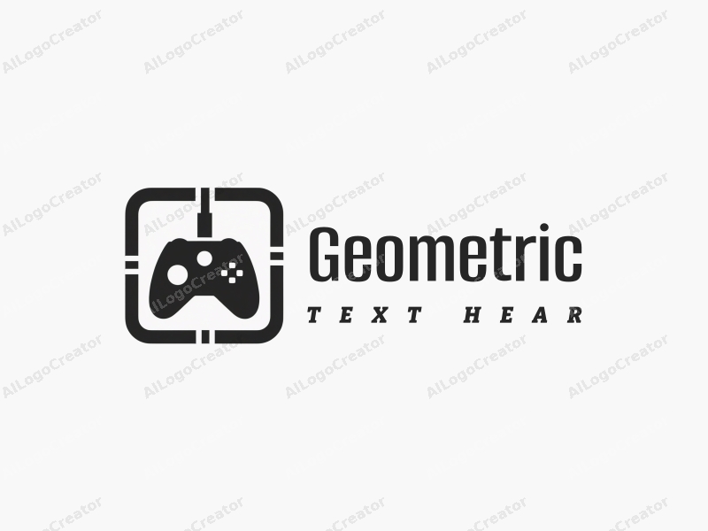 geometric design features a harmonious combination of squares and circles, incorporating elements of a controller and network, with a clean black and white color scheme.