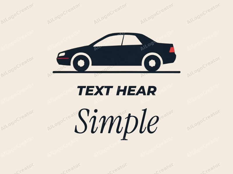 minimalist design features a stylized car silhouette, simple wheels, and a clean background combined with a modern aesthetic.