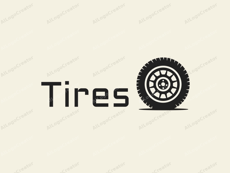 minimalist design features a stylized tire and car tire silhouette, combined with a clean background and a modern design approach.