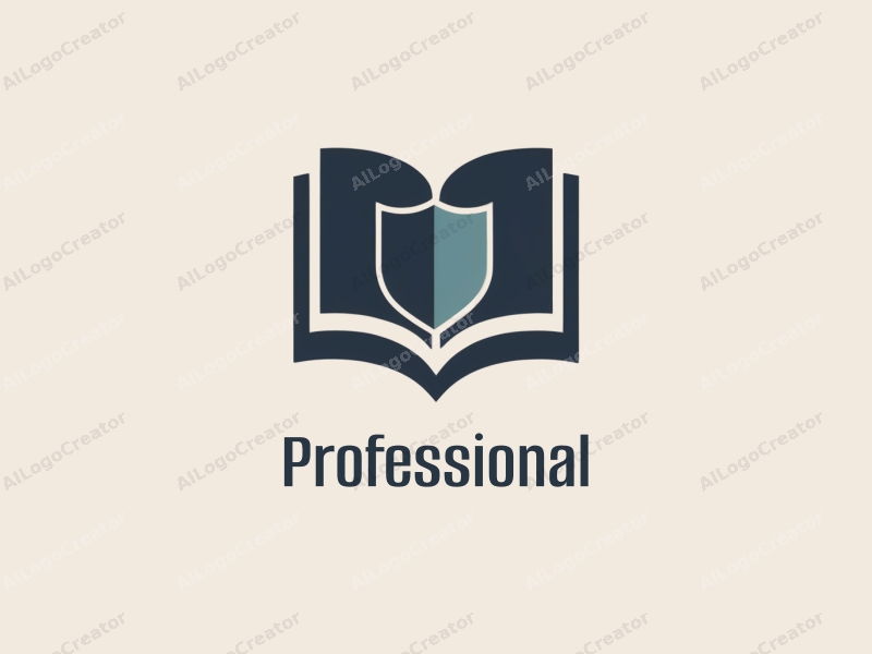 modern design features a stylized book and shield, symbolizing professionalism and certification, combined with a clean background.