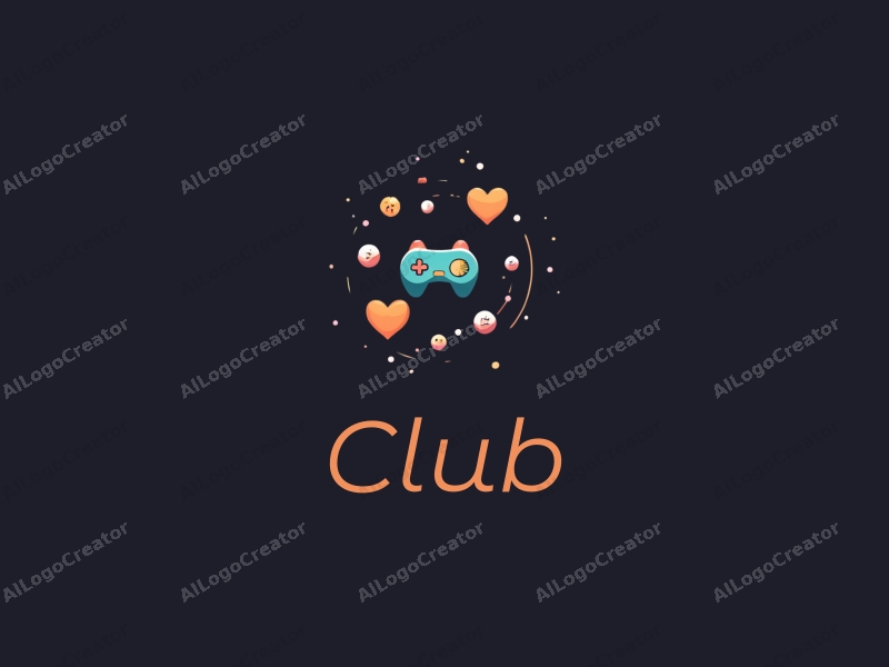 a modern design featuring a stylized club icon intertwined with social elements, gaming symbols, and network motifs, combined with a clean black background.