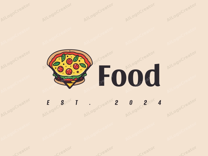 a modern design featuring a vibrant and colorful representation of a pizza and a burger, combined with a clean background and a harmonious layout.