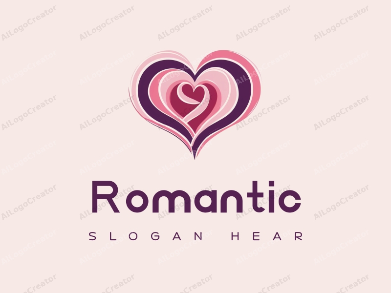 playful design features a stylized rose intertwined with a heart shape, incorporating pink and purple colors, combined with a clean background.