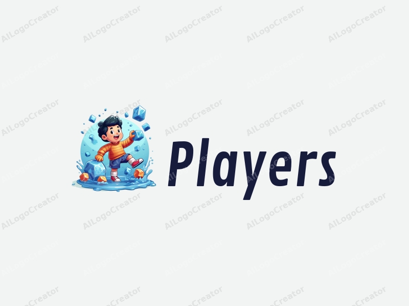 playful design features a vibrant player character interacting with colorful ice cubes and water droplets, combined with a clean background.