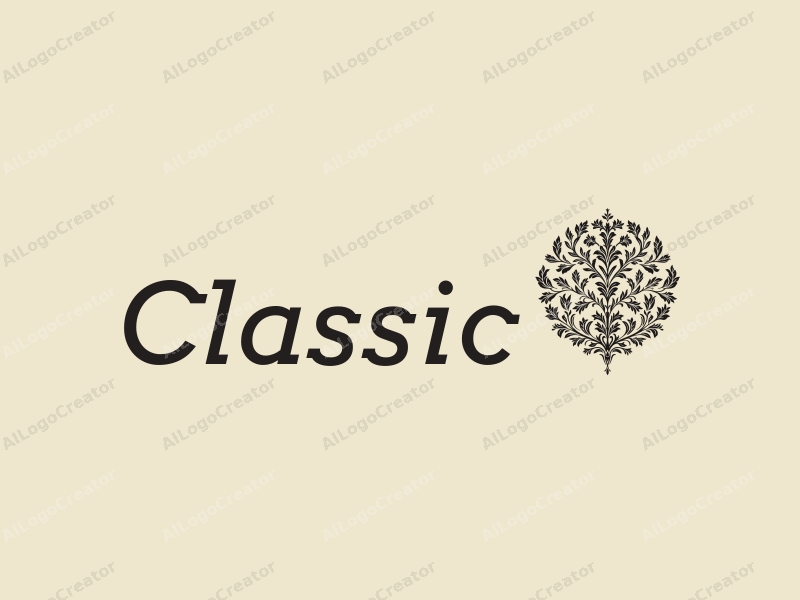 classic design features elegant floral patterns intertwined with classic furniture silhouettes, combined with a clean background.