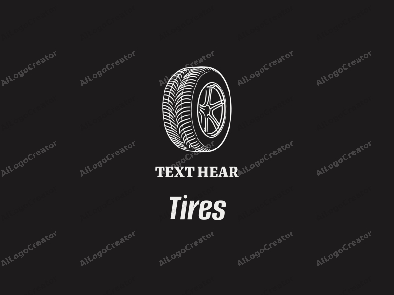 modern design features a stylized tire and car tire silhouette, combined with tool outlines, using a clean black background for a sleek and professional appearance.