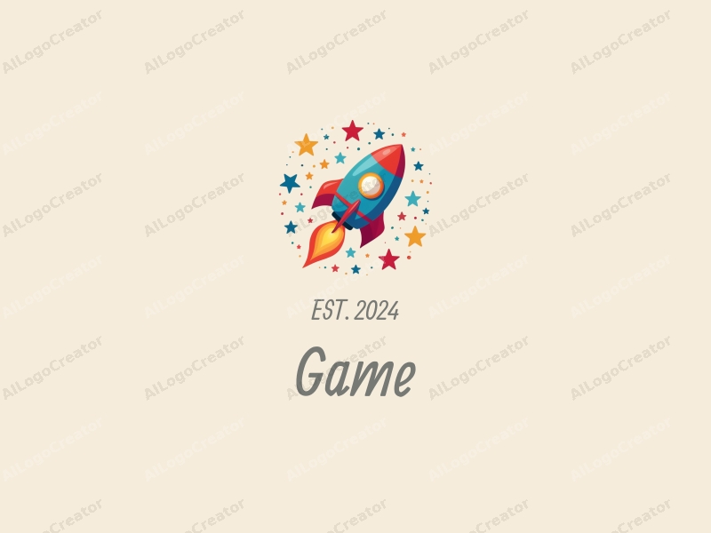 playful design features vibrant colors, whimsical stars, and a stylized rocket, combined with a clean background and a fun, engaging composition.