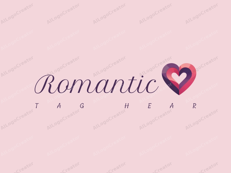 playful design features a stylized rose intertwined with a heart shape, incorporating pink and purple colors, combined with a clean background.