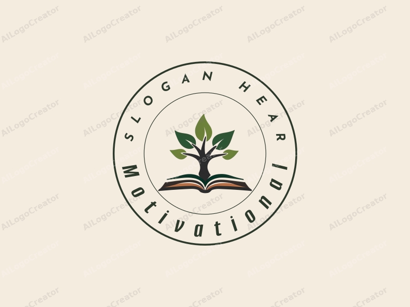 modern design features a stylized tree intertwined with an open book, symbolizing growth and knowledge, combined with a clean background that evokes a sense of motivation and inspiration.