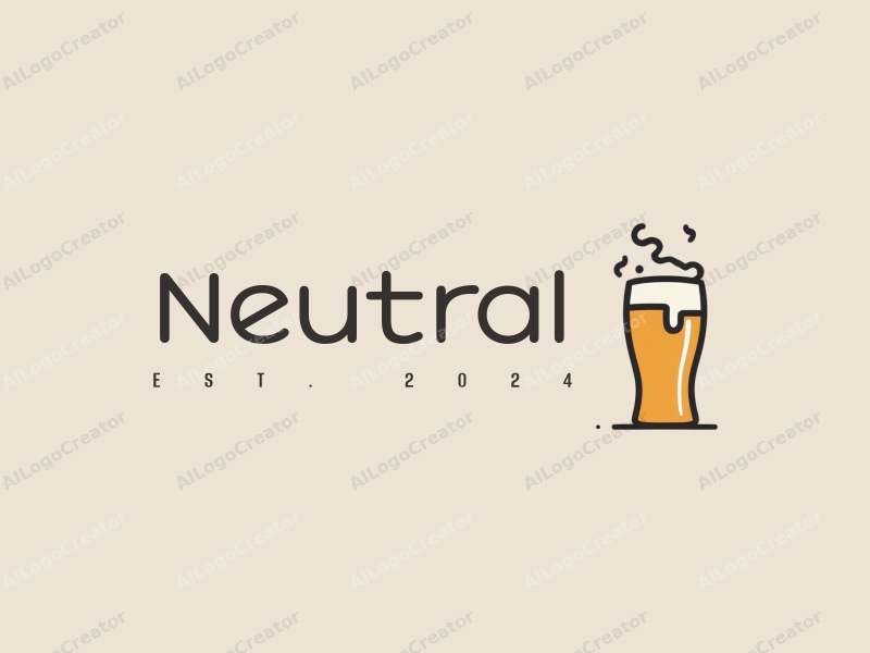 minimalist design features a stylized beer glass with smoke swirling around it, creating a sense of balance and neutrality in the overall composition.