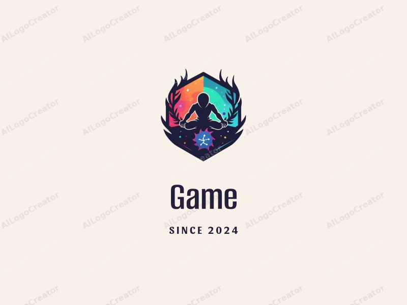 a modern design featuring colorful gaming elements, a stylized player silhouette, and a dynamic composition combined with a clean background.