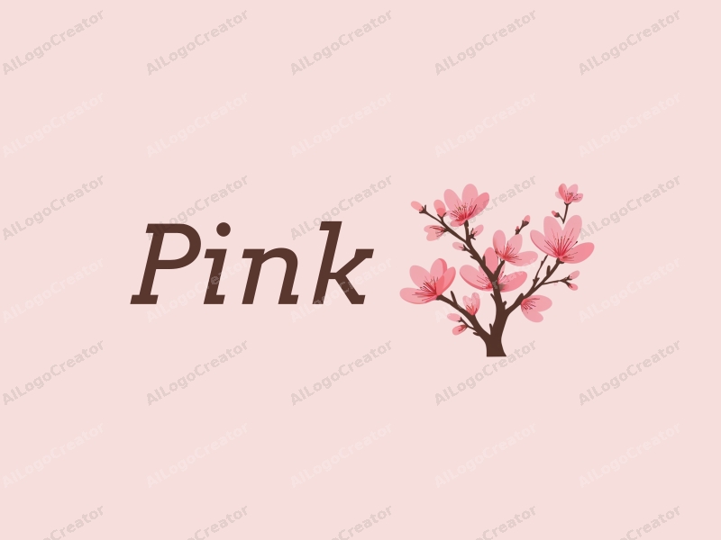 minimalist design features delicate cherry blossoms with soft pink petals, a harmonious pattern, and a clean background.