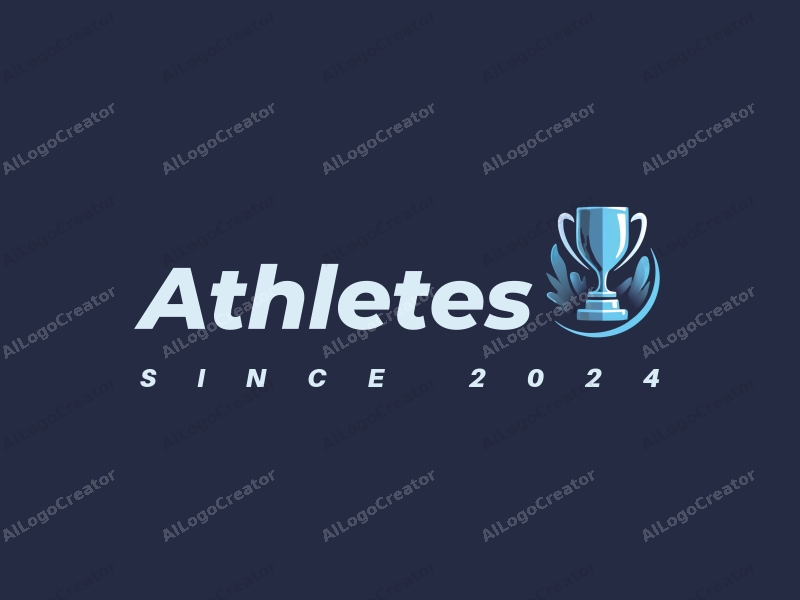 modern design features a stylized runner in motion, a trophy symbolizing victory, and a clean background with blue accents.