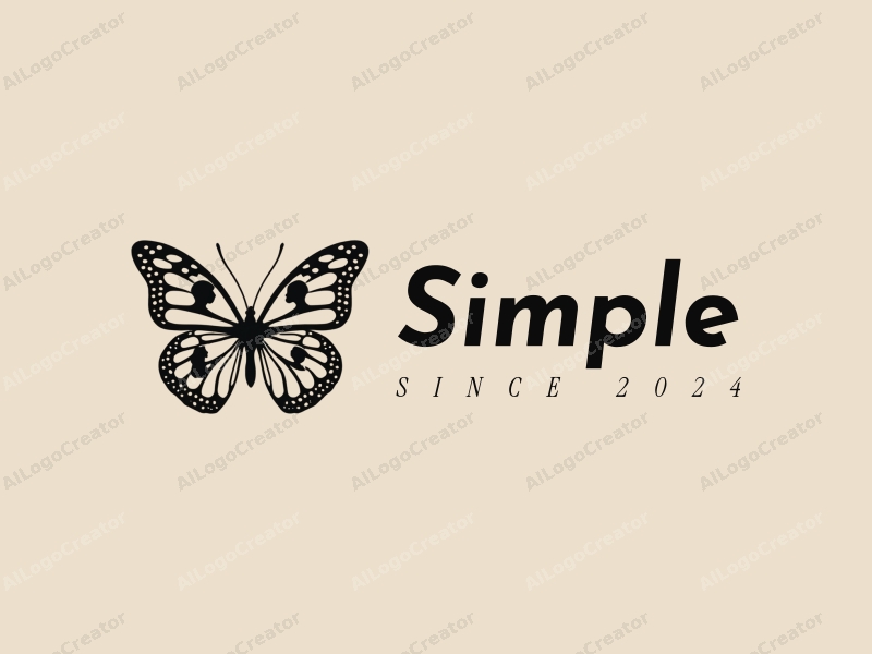 minimalist design features a stylized butterfly intertwined with elegant female silhouettes, combined with a clean background and simple lines.