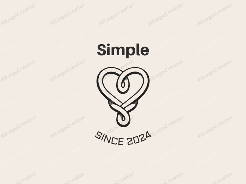 minimalist design features simple chain links intertwined with a heart symbol, combined with a clean background and a harmonious composition.