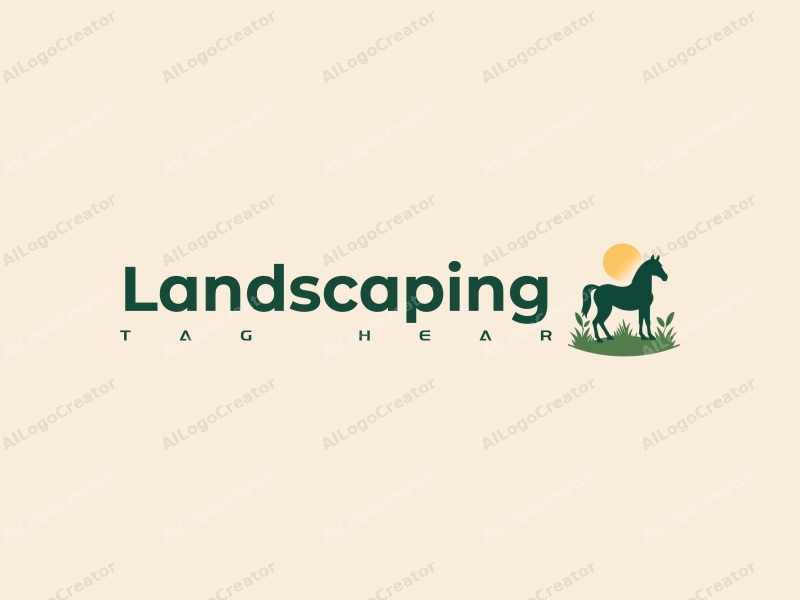 modern design features a stylized lawn and garden with a horse silhouette, incorporating the symbol Ψ, combined with a clean background.