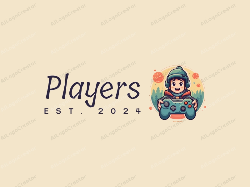 playful design features a vibrant color palette, a stylized player and game character, a whimsical controller, and an adventurous theme combined with a clean background.