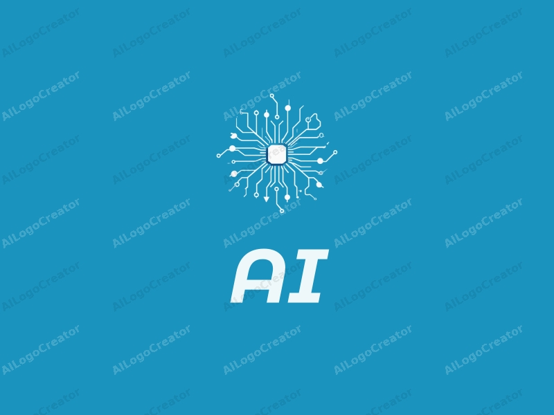 a modern design featuring abstract representations of intelligence and algorithms, stylized chip and network motifs, combined with a clean blue background.