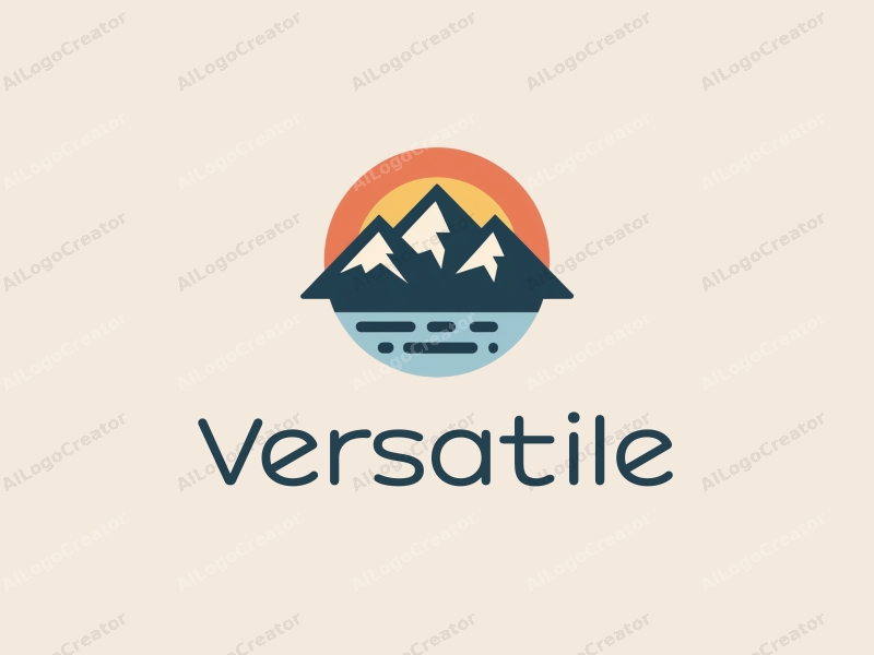 a modern design featuring multifunctional elements, stylized mountains and lakes, combined with a clean background and a harmonious composition.