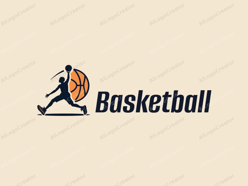 dynamic design features a stylized basketball, a pair of sneakers, and an athlete in motion, combined with a clean background and a sporty aesthetic.