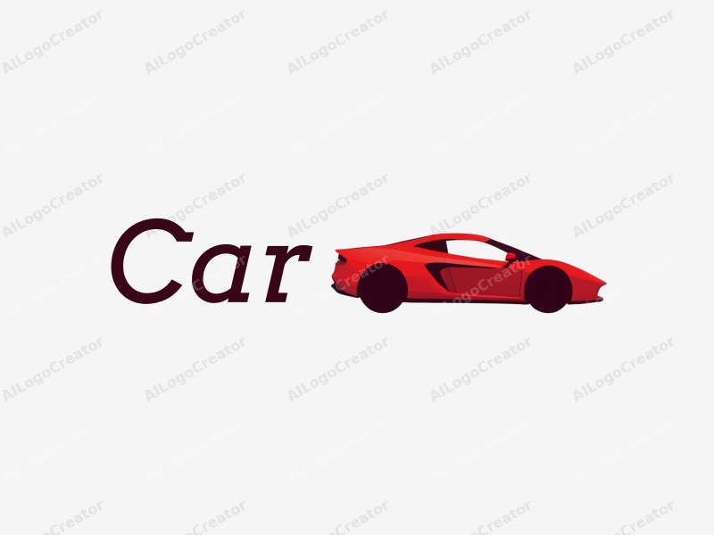 minimalist design features a streamlined car silhouette in red, emphasizing modern aesthetics with clean lines and a simple background.