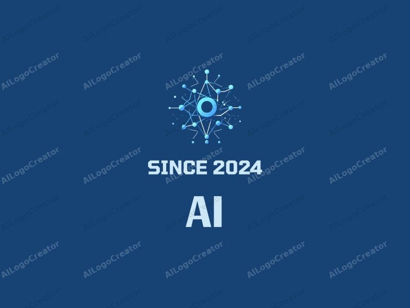 a modern design featuring abstract representations of intelligence and algorithms, interconnected data points, and network lines, combined with a clean blue background.