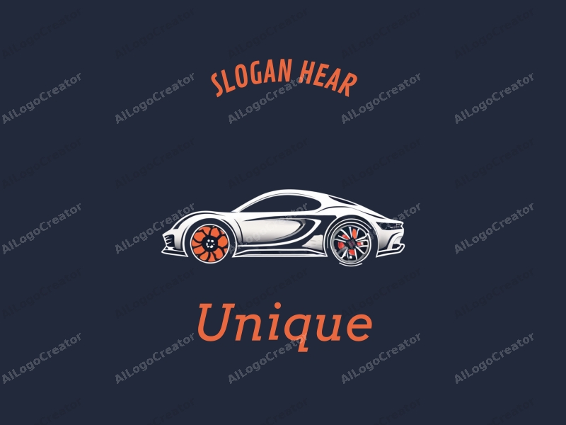 a modern design featuring unique and innovative elements, incorporating a stylized car silhouette and automotive parts, combined with a clean background.