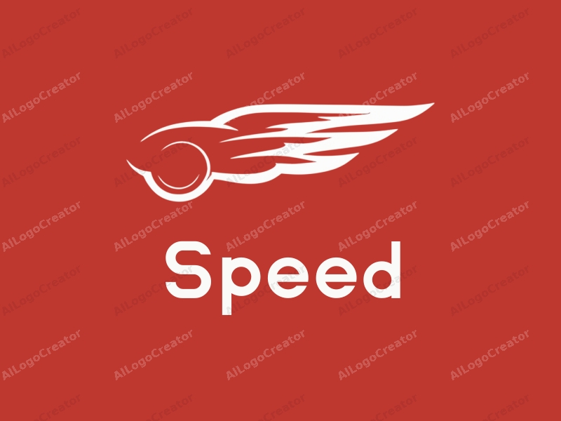 a modern design featuring streamlined shapes representing speed and power, an abstract engine silhouette, combined with a clean red background.