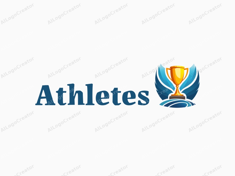 modern design features a stylized runner in motion, a trophy symbolizing victory, and a clean background with blue accents.