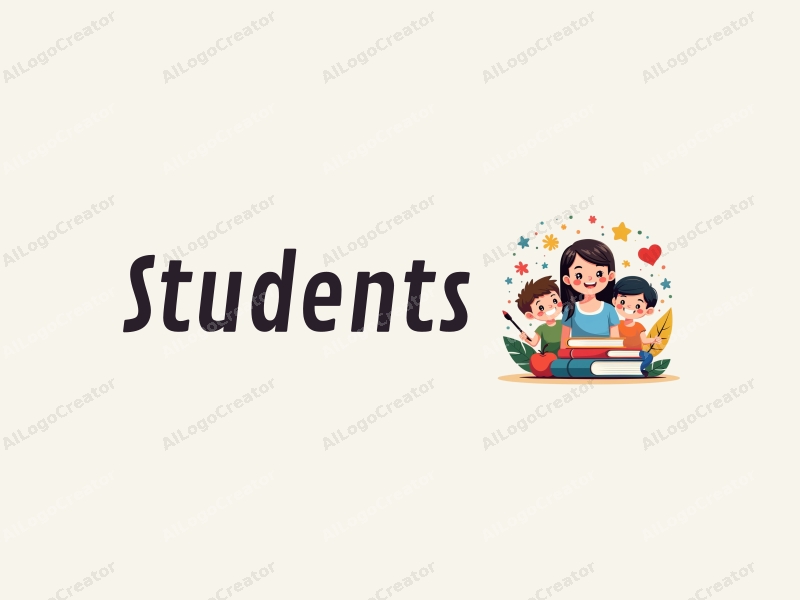 playful design features vibrant colors, stylized students and school elements, along with books and paintbrushes, combined with a clean and harmonious background.