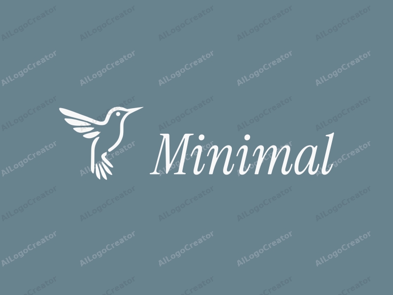 minimalist design features a stylized hummingbird, integrated letters, and a tag style approach combined with a clean background.