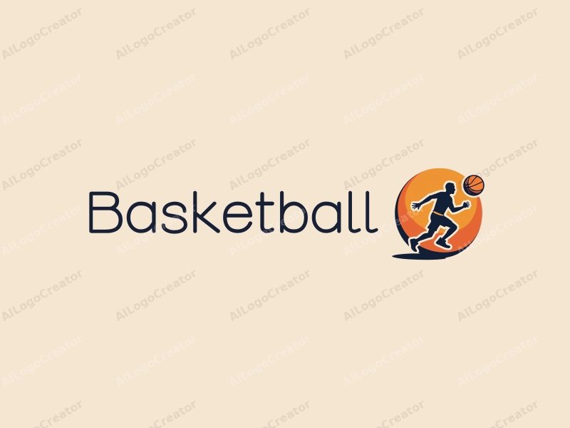 playful design features a stylized basketball, an energetic athlete in motion, and a whimsical sprite, combined with a clean background.